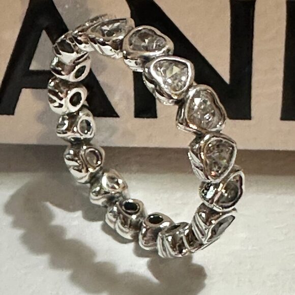 Authentic Pandora , SZ 7, Silver Heart Forever More Stacking Band Ring - Picture 9 of 11